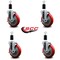 Service Caster 5'' Red Poly Swivel 1-3/8'' Expanding Stem Caster Set with Brake, 4PK SCC-EX20S514-PPUB-RED-TLB-138-4 - alternate 2